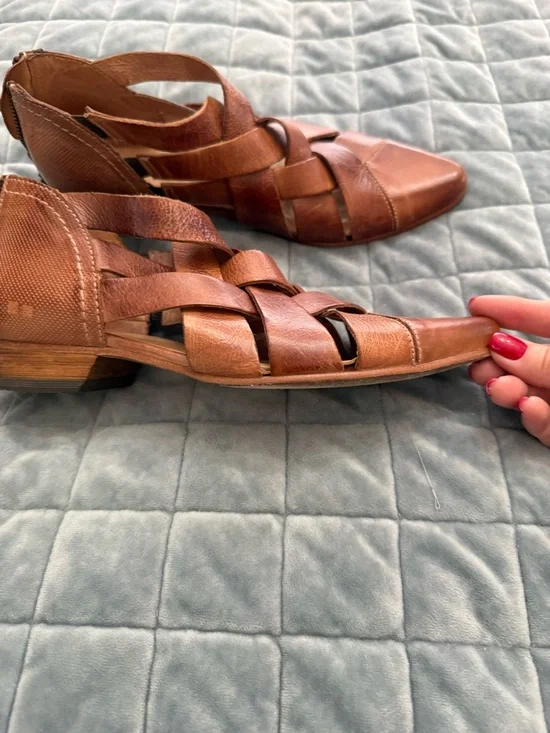 Bed Stu Brown Woven Leather Pointed-Ankle Booties - Picture 2 of 6